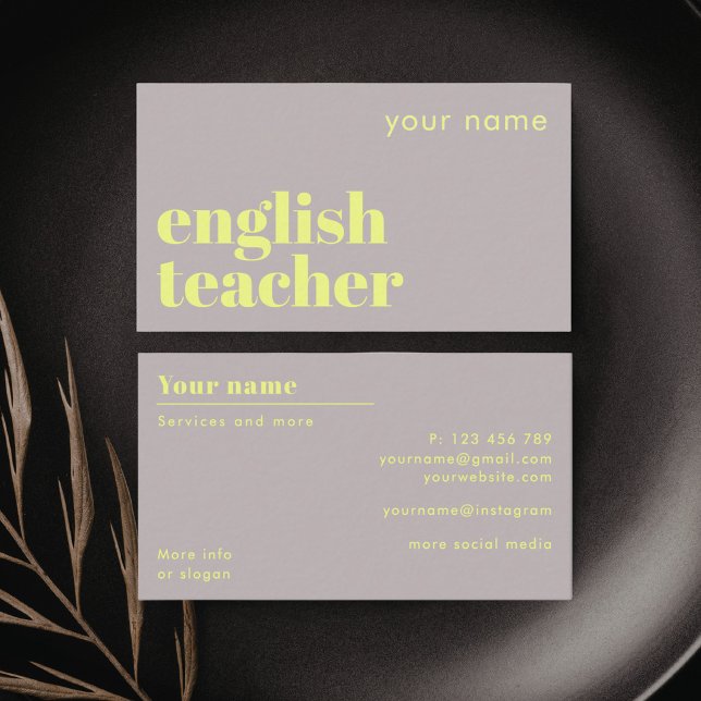 Carte de visite de professeur d'anglais langue sec (Créateur téléchargé)