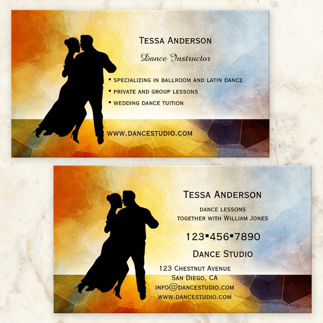 Carte de visite de professeur de danse de salon (Créateur téléchargé)