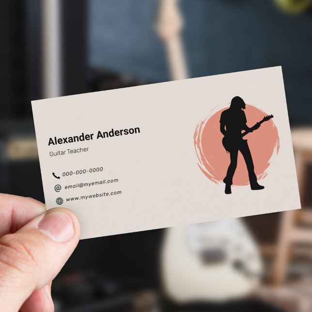 Carte de visite de professeur de guitare (Guitar Teacher Business Card)