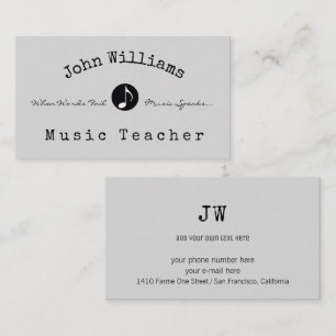 carte de visite de professeur de musique avec la