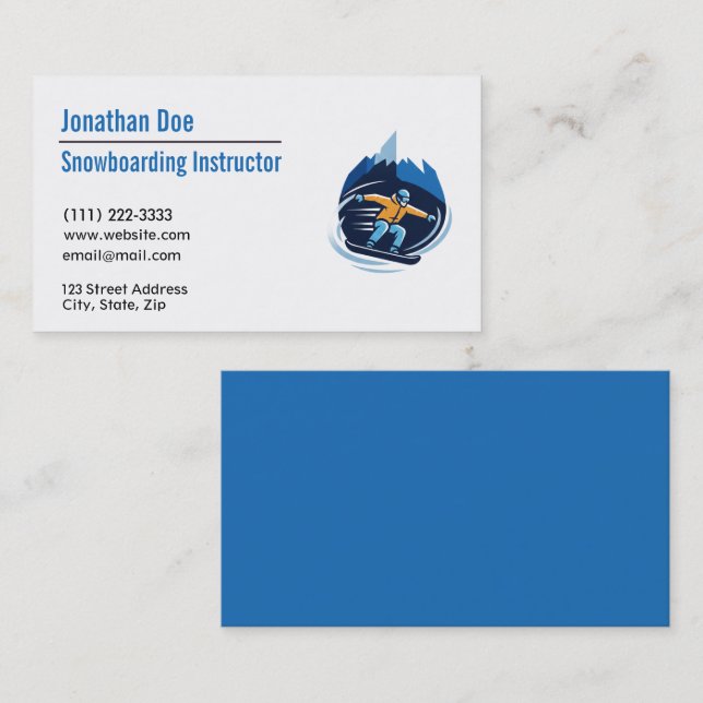 Carte de visite de professeur de snowboard (Devant / Derrière)