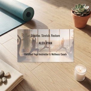 Carte de visite de professeur de yoga avec photo