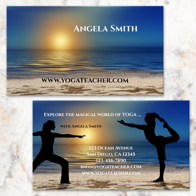 Carte de visite de professeur de yoga de Sunset Be (Créateur téléchargé)