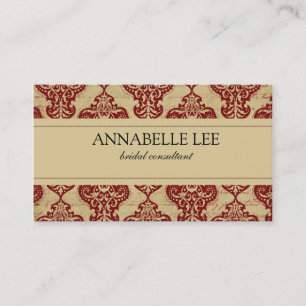 Carte de visite de profil Elegant Red Damask