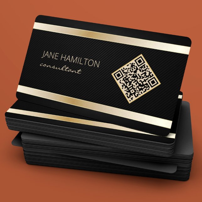 Carte de visite de profil QR Code Gold Modern (Créateur téléchargé)