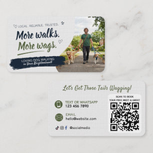 Carte de visite de promenade de chien avec code QR