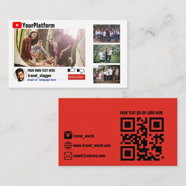 Carte de visite de promotion de canal Youtube (Devant / Derrière)