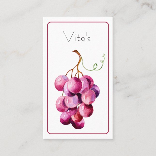 Carte de visite de raisins couleur eau violet (Devant)