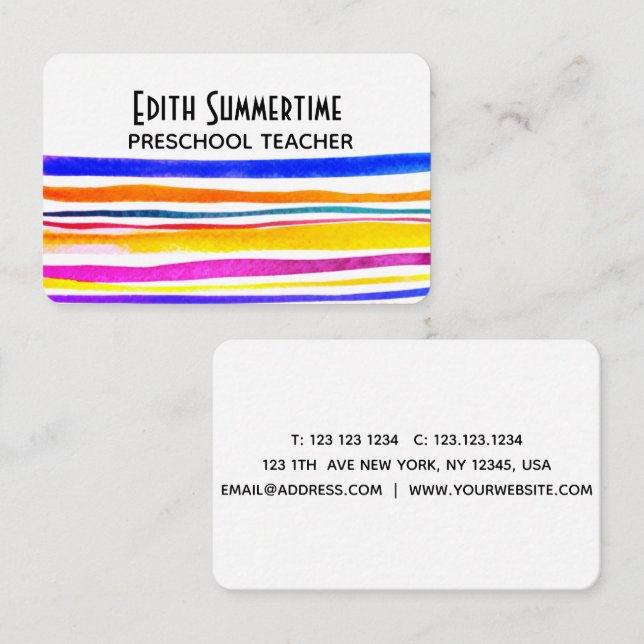 carte de visite de rayures colorées (Devant / Derrière)