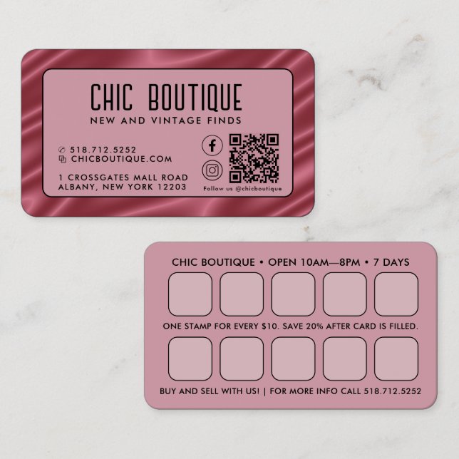 Carte de visite de récompense de code QR en satin  (Devant / Derrière)