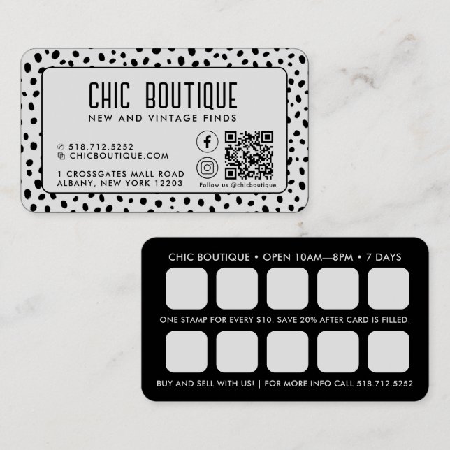 Carte de visite de récompense de code QR Motif poi (Devant / Derrière)