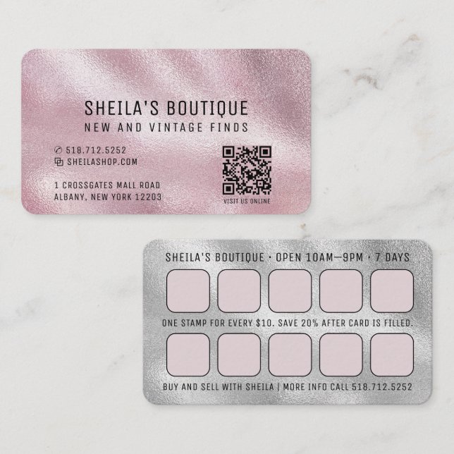 Carte de visite de récompense de code QR rose et a (Devant / Derrière)