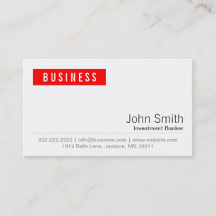 Carte de visite de Red Étiquette Investment Banke