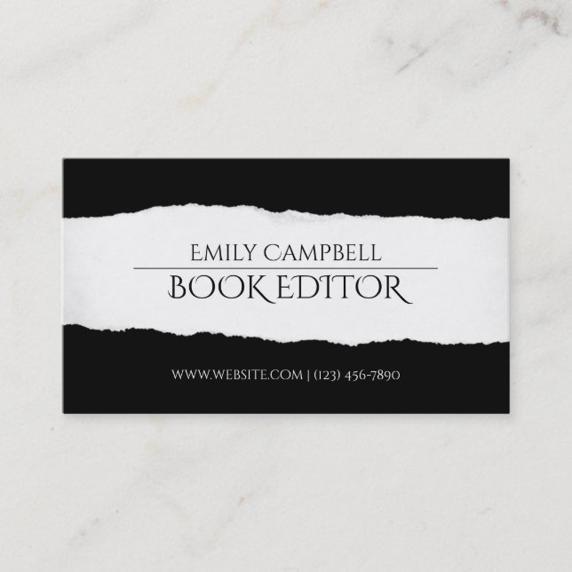 Carte de visite de rédacteur de livre professionne (Devant)