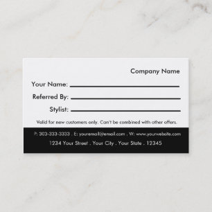 Carte de visite de référence de salon