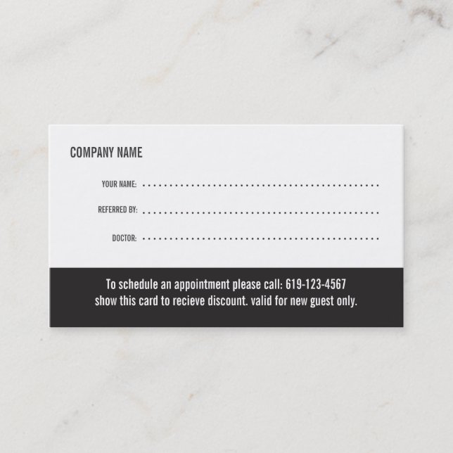 Carte de visite de référence d'optométrie (Devant)