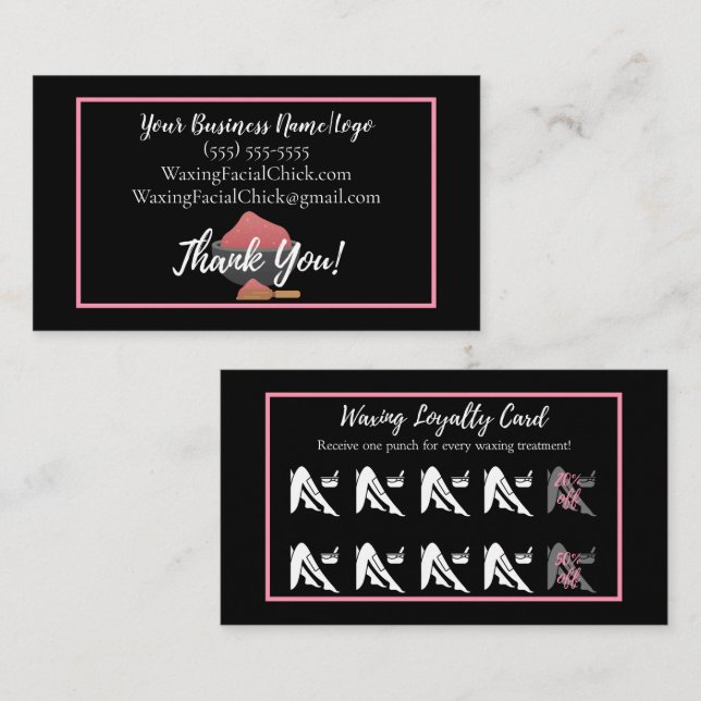 Carte de visite de remise de fidélité de cirage (Devant / Derrière)
