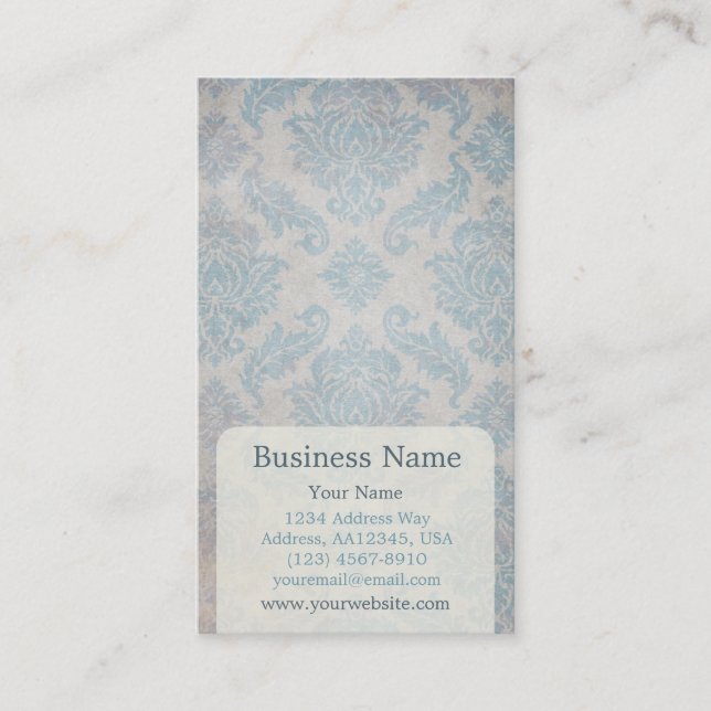 Carte de visite de rendez-vous Blue Damask (Devant)