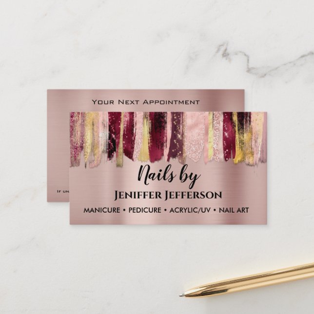 Carte de visite de rendez-vous de NAIL ARTIST (Devant/Arrière en situation)