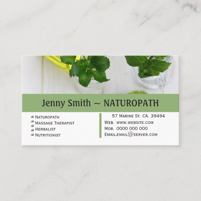 Carte de visite de rendez-vous de naturopathe Herb (Devant)