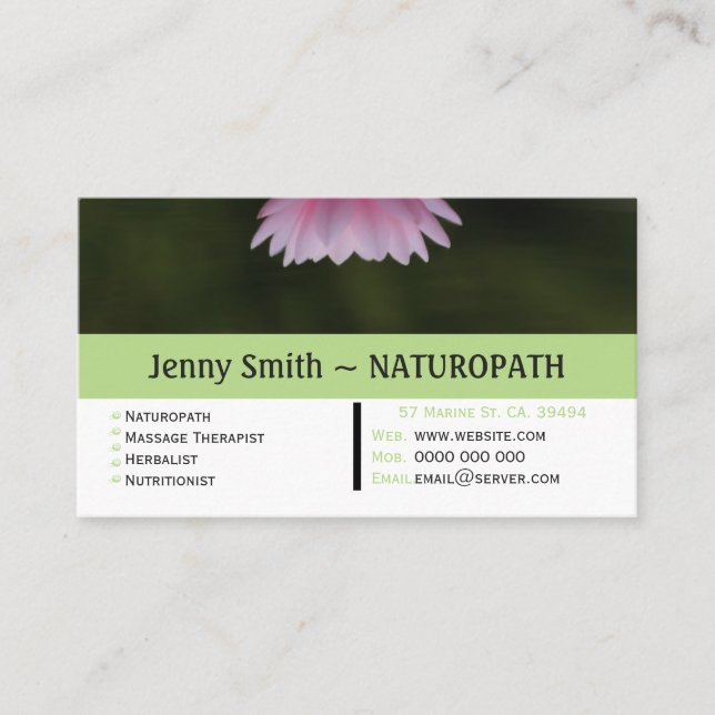 Carte de visite de rendez-vous de naturopathie Wat (Devant)