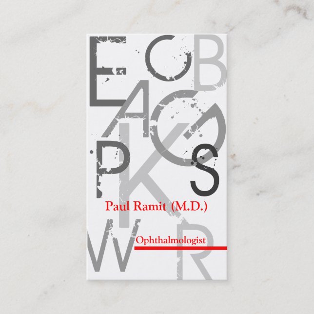 Carte de visite de rendez-vous d'ophtalmologue (Devant)