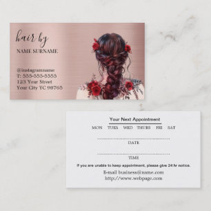 Carte de visite de rendez-vous du salon de coiffur