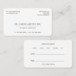 Carte de visite de rendez-vous Médicale minimalist