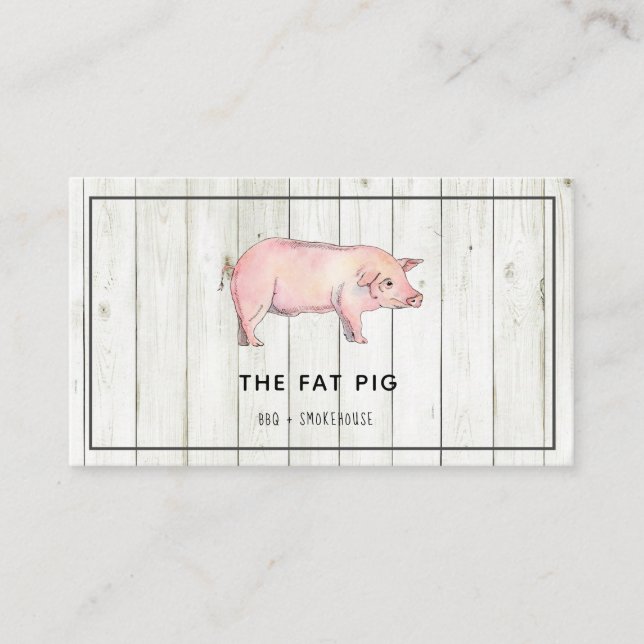 Carte de visite de restaurant BBQ porc rustique (Devant)