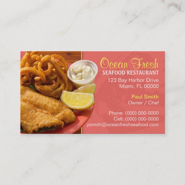 Carte de visite de restaurant de fruits de mer (Devant)