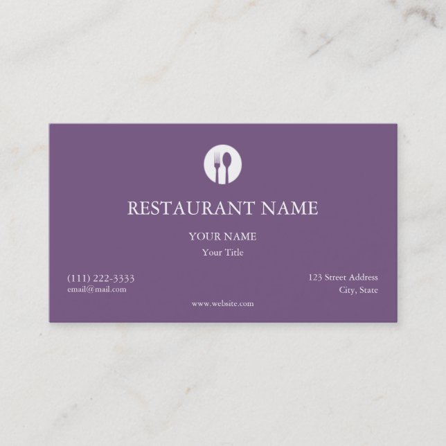 Carte de visite de restaurant élégant (Devant)
