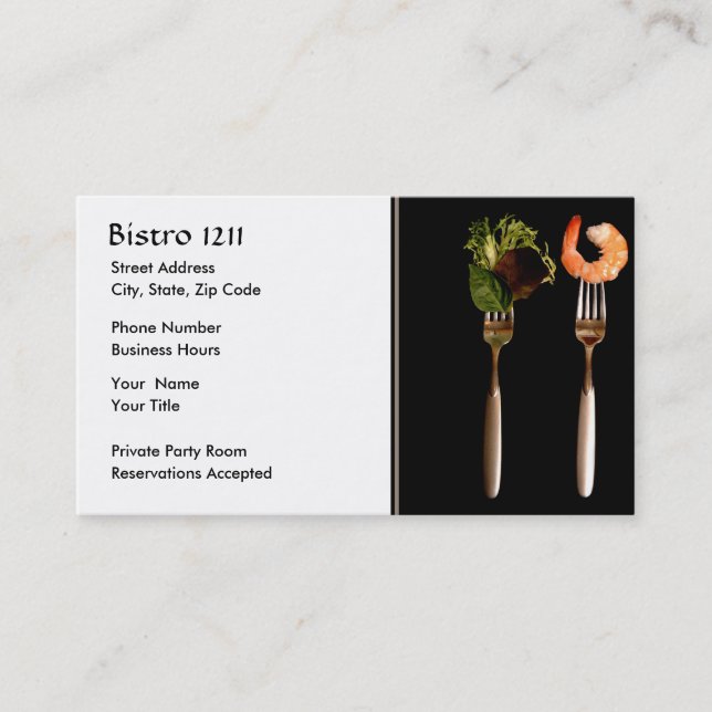 Carte de visite de restaurant Food on Forks (Devant)
