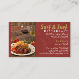 Carte de visite de restaurant Surf and Turf