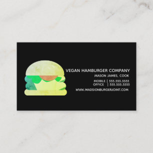 Carte de visite de restaurant veggie de burgers