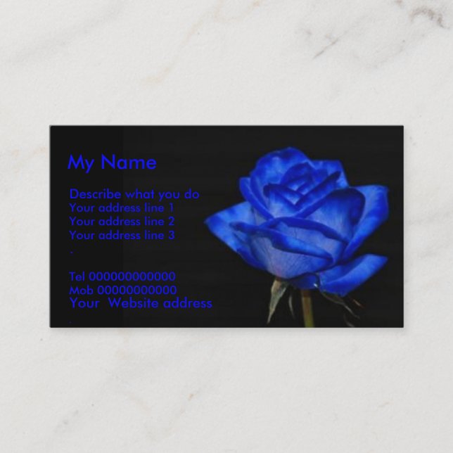 Carte de visite de rose de bleu (Devant)