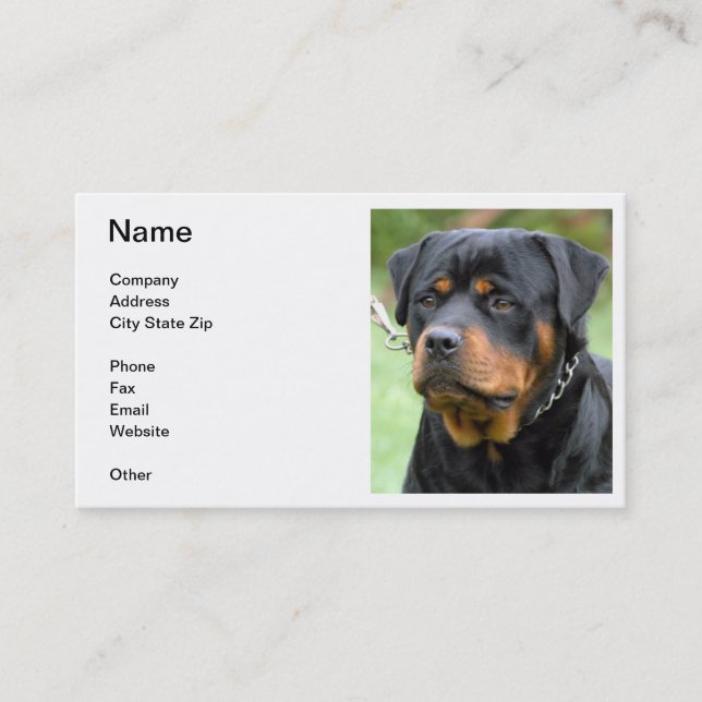 Carte de visite de rottweiler (Devant)