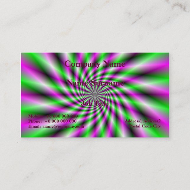 Carte de visite de roue à rotation de néon (Devant)