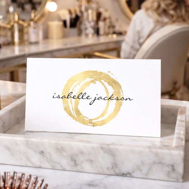 Carte de visite de salon de beauté Logo doré Éléga (Créateur téléchargé)
