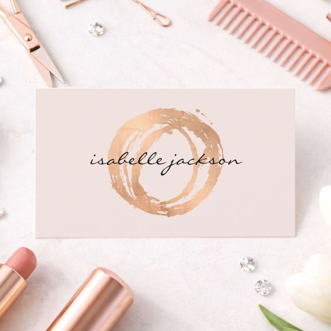 Carte de visite de salon de beauté Logo Rose Gold  (Créateur téléchargé)