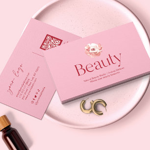 Carte de visite de salon de beauté rose blush