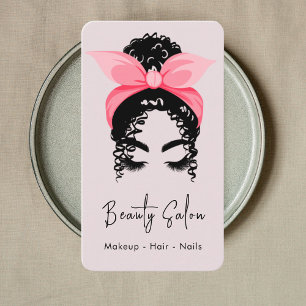 Carte de visite de salon de beauté rose vif