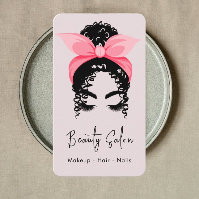 Carte de visite de salon de beauté rose vif (Créateur téléchargé)