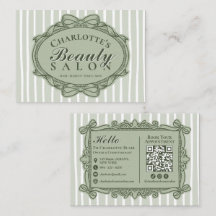 Carte de visite de salon de beauté vintage vert sa