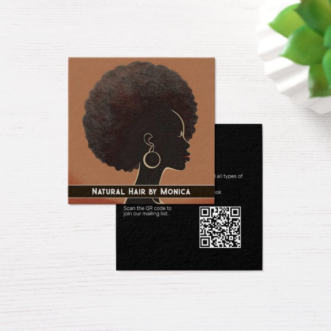 Carte de visite de salon de coiffure afro-américai (Bureau)
