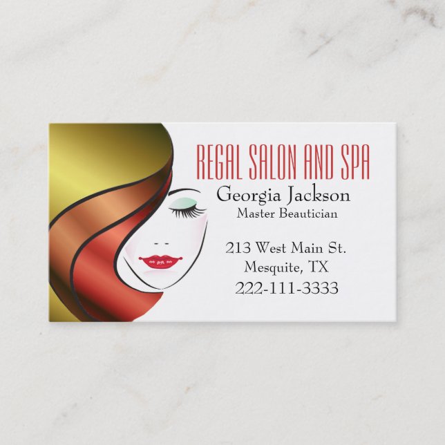 Carte de visite de salon de coiffure Glam Moderne (Devant)
