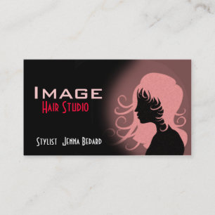 Carte de visite de salon de coiffure rouge rose no