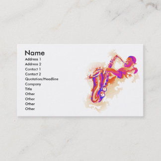 Carte de visite de saxophone d'homme de jazz
