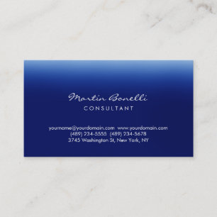 Carte de visite de script minimaliste bleu foncé