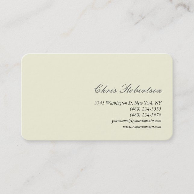 Carte de visite de script tendance Beige Round Cor (Devant)