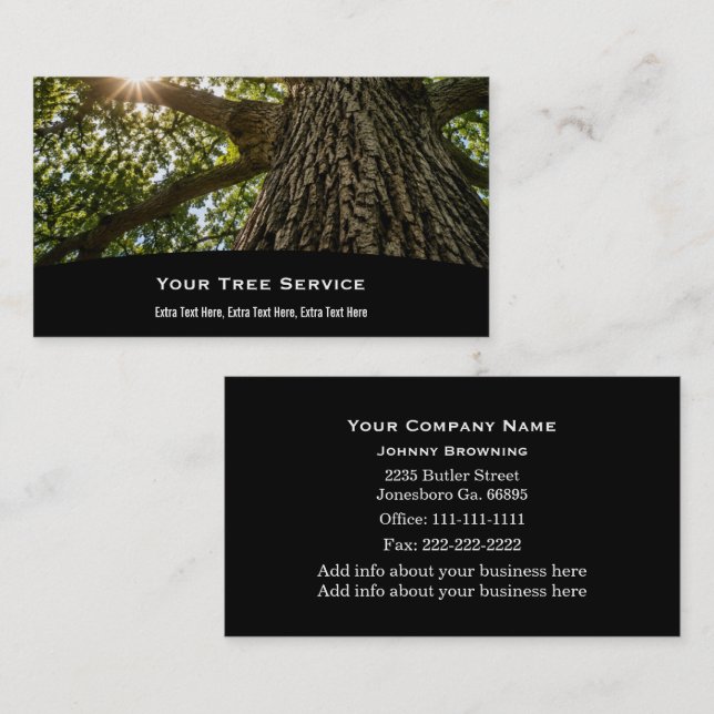 Carte de visite de service d'arbre (Devant / Derrière)